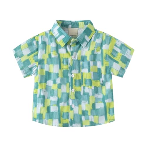 Kids Boys Polo Shirt Breathable Short Sleeve Classic Polos Toddler Tropical Floral Graphic (Green-1, 12-18 Months)