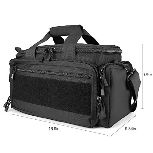 ProCase Taktisch Waffentasche, Deluxe Gepolstert Pistol Shooting Range Reisetasche Große Pistole Magazin Munition Waffen Zubehör Beutel fürJagd Schießstand Sport -Schwarz