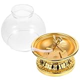 GLEAVI Vintage Oil Lamp with Thickened Base Windproof Glass Shade Kerosene and Ghee Compatible Temple Light for Tabletop Fireplace and Home Decor