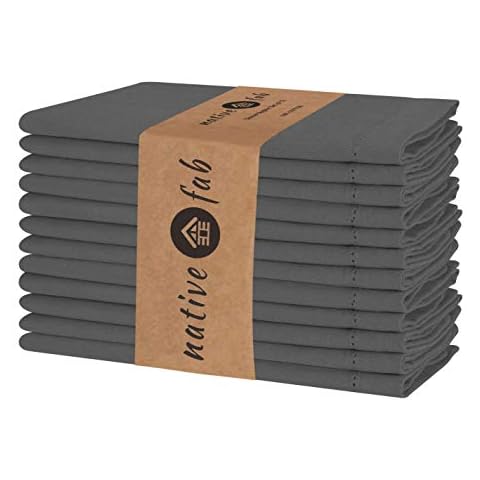 Native Fab Set of 12 Grey Cloth Napkins Cover