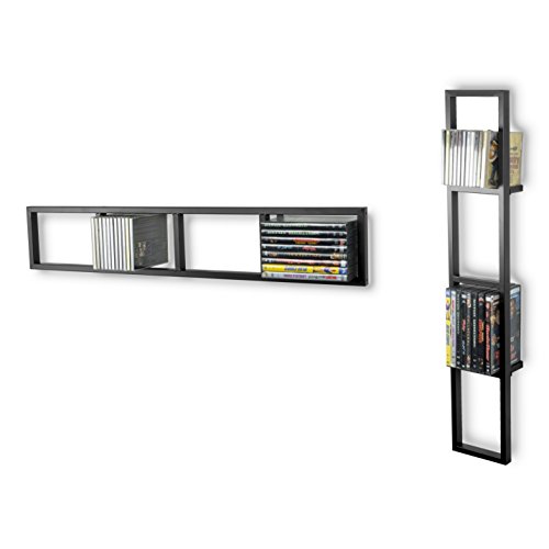Image of You Have Space Wall Mount 34 Inch Media Storage Rack CD DVD Organizer Metal Floating Shelf Set of 2 Black