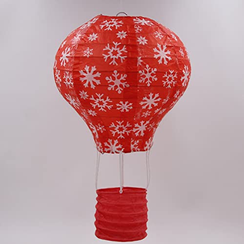 10/12/14/16inch Rainbow Hot Air Balloon Paper Lantern Lampshade Ceiling Christmas Wedding Party Bar Hanging DIY Decoration-Red Snowflake,12inch 30cm