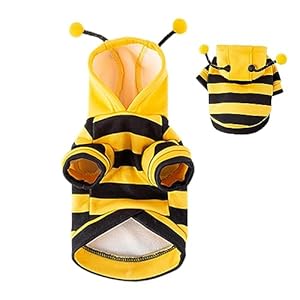 Shuangliao Bee Dog Costumes, Dog Bee Hoodies, Halloween Pet Bee Costume Hoodies, Cat Dog Clothing Cute Dress Up Costume Apparel Coat Clothes Pet Supplies, For Small Medium Dogs, Kitten, Puppy