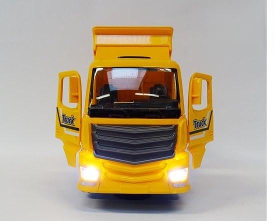 AMTOYS Dump Construction Toy Truck, Yellow, with Automatic Tipping Bed