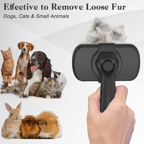 Swihauk Self Cleaning Slicker Brush for Dogs & Cats - Skin Friendly Deshedding and Grooming Brush for Haired Pets, Pet Supplies Accessory, Black — view 5