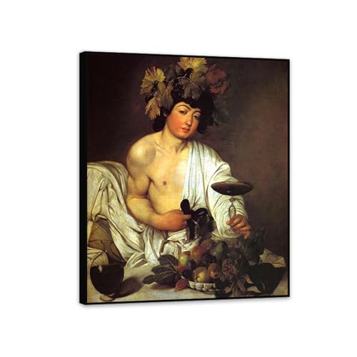 Caravagio Poster Le Bacchus adolescent peinture sur toile cadre noir 40x48cm