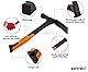 Mivos Maurerhammer 600 g Kopfgewicht 2K Fiberglasstiel - Berliner Form - Stahl und Fiberglas Hammer - Vibrationsdämpfung Gummigriff - Stahlhammer für Beton Ziegel - DIN 5108