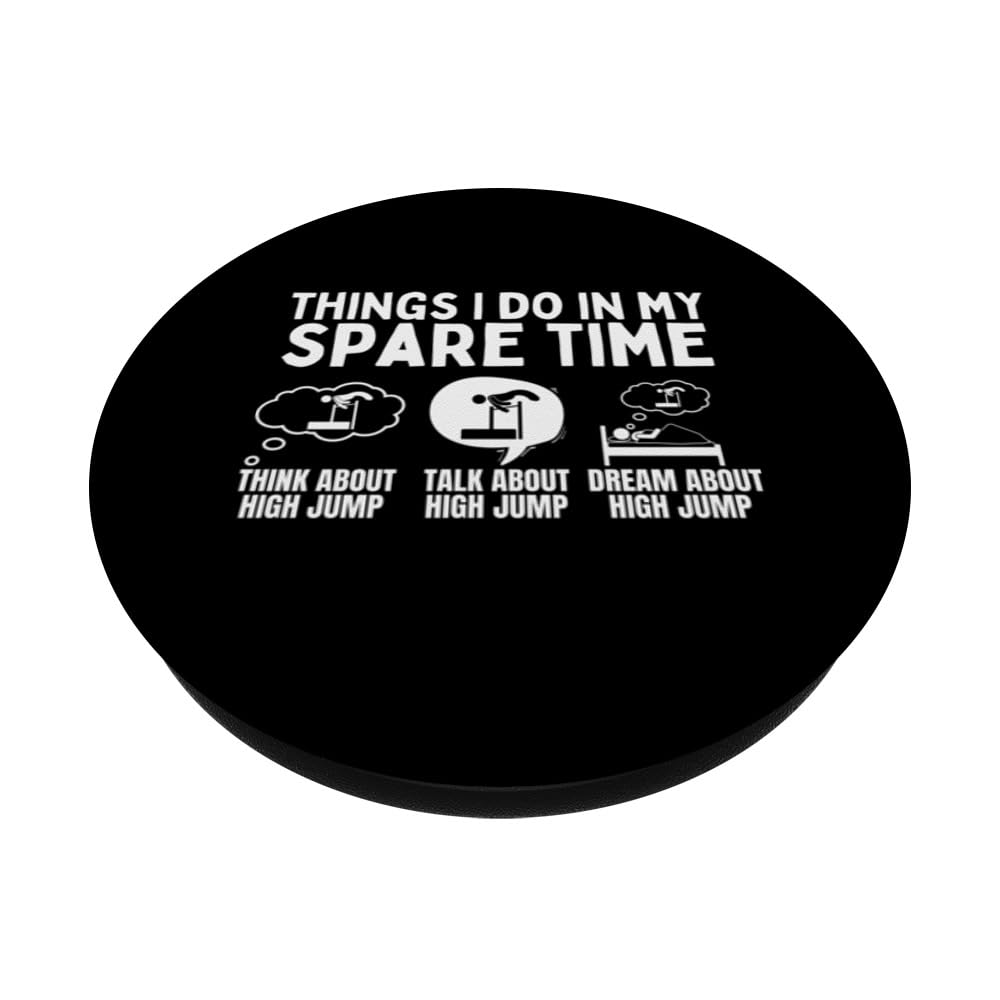 High Jumper Things I Do In My Spare Time Funny High Jump PopSockets Swappable PopGrip, Black - Image 2