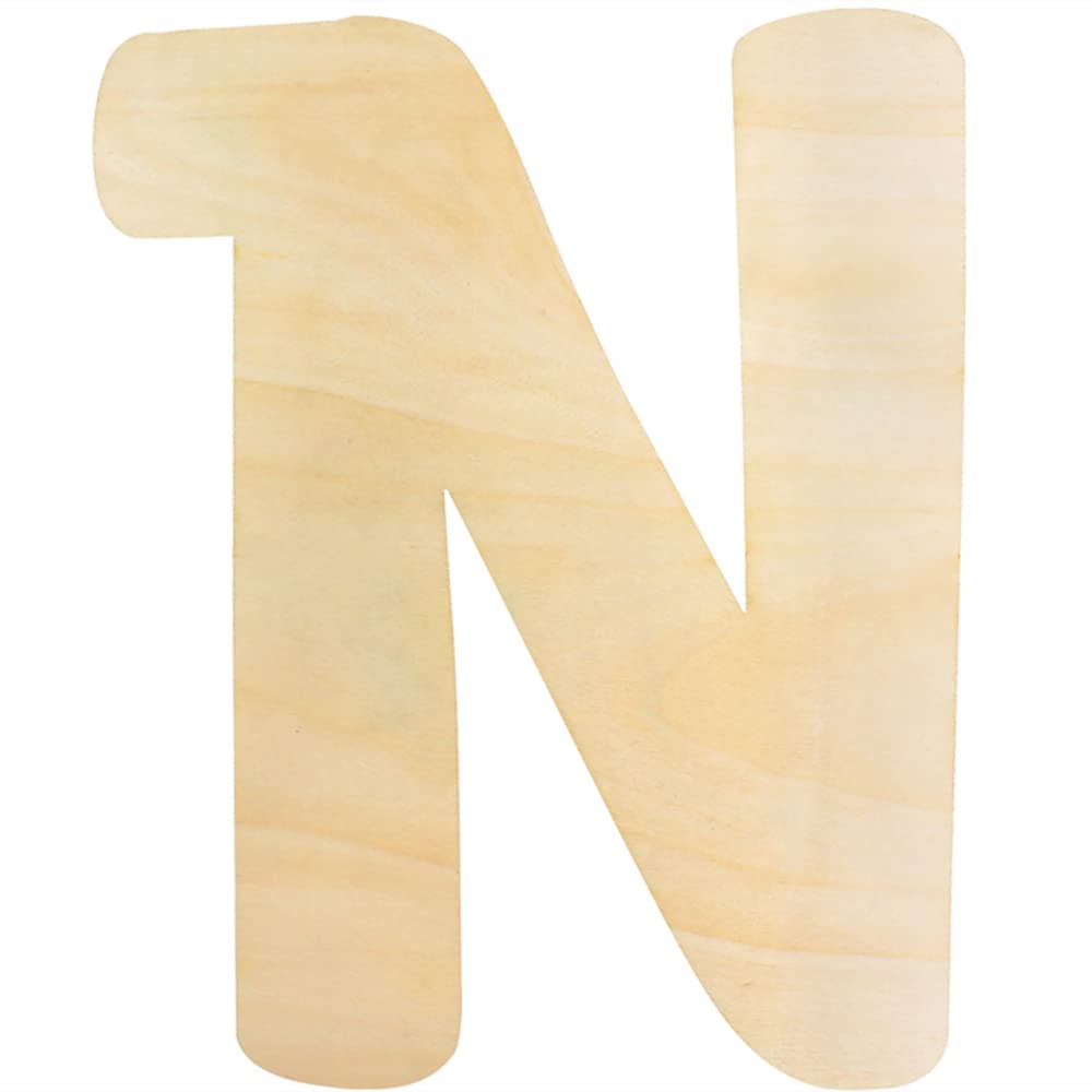 Unfinished Wooden Letter N, 12 Inch Large Wood Letters for DIY Wall Decor