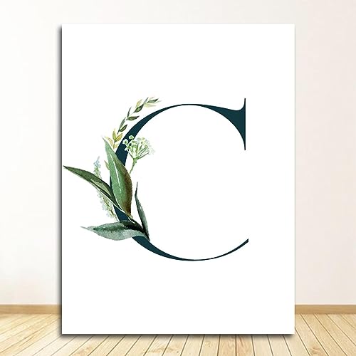 Affiche alphabet C et plantes KEBIA toile verte 70x100cm pour salon