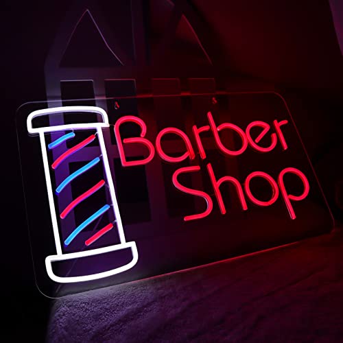 Xifanni Large Barber Shop Neon Signs For Wall Decor Neon Lights For Bedroom Led Signs Suitable For Barber Shop Office Man Cave Beer Bar Pub Restaurant Christmas Birthday Party Gift Led Art Wall Hanging Decorative Lights Unique Gift For Lover, 12V Power Adapter, 24*13.8 Inch(Red + Blue + White) #TOP4