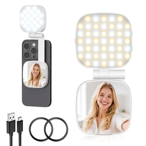 Diyife Selfie Licht, LED Magnetisches Fülllicht, 6 Beleuchtungsmodi, Handylicht 10 Helligkeitsstufen, 360° Horizontal Und 270° Vertikal, mit Adhesive Magnetic Ring