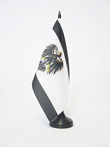 AZ FLAG - Kingdom of Prussia 1701-1918 Table Flag 5'' x 8'' - Prussian Office Flag 100% Polyester 21 x 14 cm - Mini Desk Flag with 10'' Pole and Black Plastic Base
