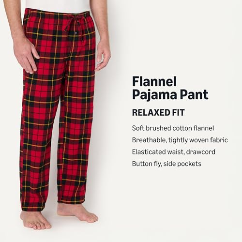 Image of Amazon Essentials Men's 100% Cotton Flannel Sleep Pant, Relaxed Fit Lounge Pants with Elastic Waist and Drawstring