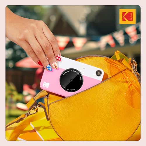 Image of KODAK Printomatic Full-Color Instant Print Digital Camera, Zink 2x3 inch (5.1x7.5 cm) Sticky-Back Photo Paper, 5MP, Portable, Creative Fun Gift for Birthday, Christmas, Holiday, Pink