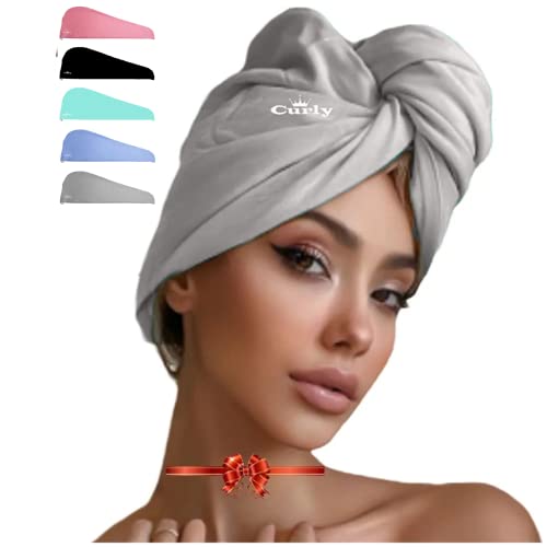 Curly Cotton Hair Towel (Grey) Queen #TOP4