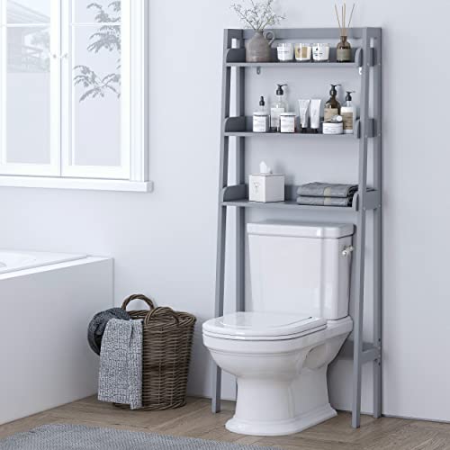 Utex 3-Shelf Bathroom Organizer Over The Toilet, Bathroom Spacesaver (Gray) #TOP1