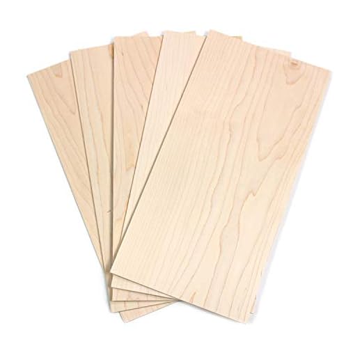 wodewa Juego de chapas de madera de arce de 4 mm de grosor de 15 x 14 cm, juego de 5 unidades, chapa aserrada, chapas de madera auténtica, para manualidades, modelismo y bricolaje