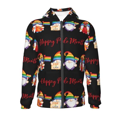 Lgbt Gnome Kids Pullover Hoodies Boys Zip Up Sweatshirts Girls Athletic Clothes with Pocket2