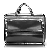 McKleinUSA ELSTON 86485 Black Leather Double Compartment Laptop Case