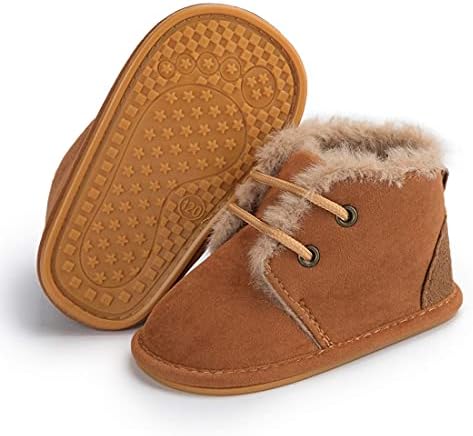 Casazoe Infant Boots Snow Baby Girls Boys Fur Lace Up Warm Boots Ankle Sneaker Anti Slip Rubber Sole Toddler First Walker Winter Crib Shoes