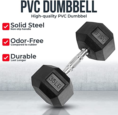 Iron Crush Hex Dumbbells - Heavy Duty PVC Coated Weights, Chrome-Plated Knurled Handles - Workout, Exercise, Lifting, Body Building Home Gym Training Gear - 3 Lb to 50Lb Options - Sold in Pairs by Iron Crush - Image 2
