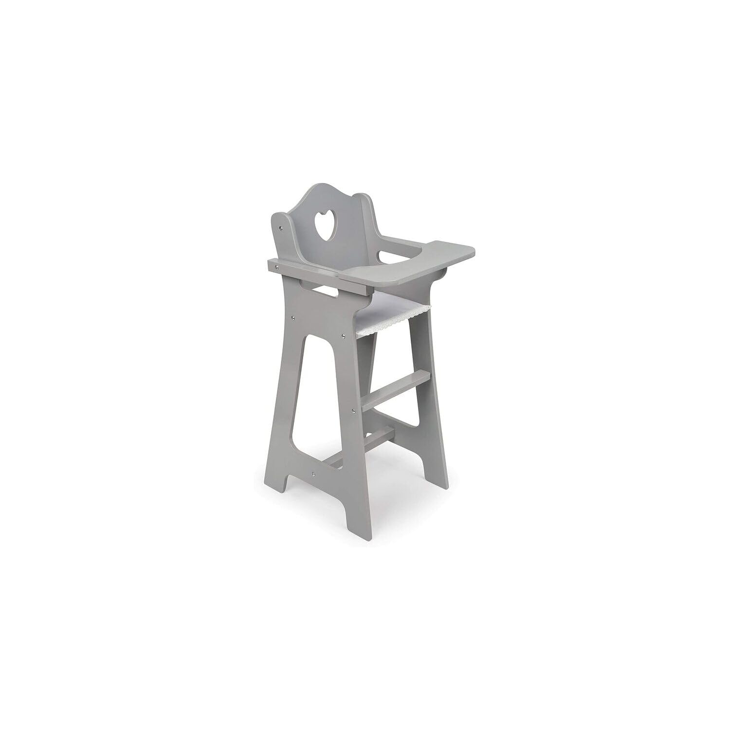 HomeStock Handcrafted Haven Doll High Chair - Executive Gray, Sturdy Metal Frame with Rocking Legs, Storage Basket, Quilted Interior, Fits Dolls Up to 20 Inches