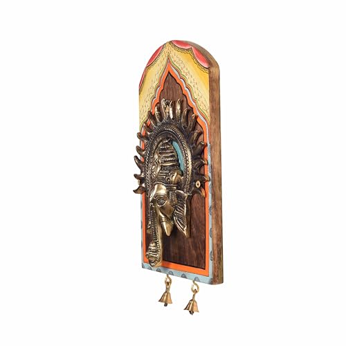 Image of Amantran-II Wall decor frame with divine Ganesha Majestically set on a beautiful frame | Handcrafted Wall Art for Home Decor & Office Spaces