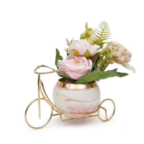 Image of Artificial Flower Arrangement with Golden Bicycle Stand