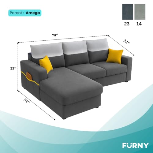 Image of Furny Tokiaa 4 Seater Fabric LHS L Shape Sofa Set (Dark Grey) | Soft Velvet Fabric | Modern Design | Comfortable Seating | Living Room Furniture