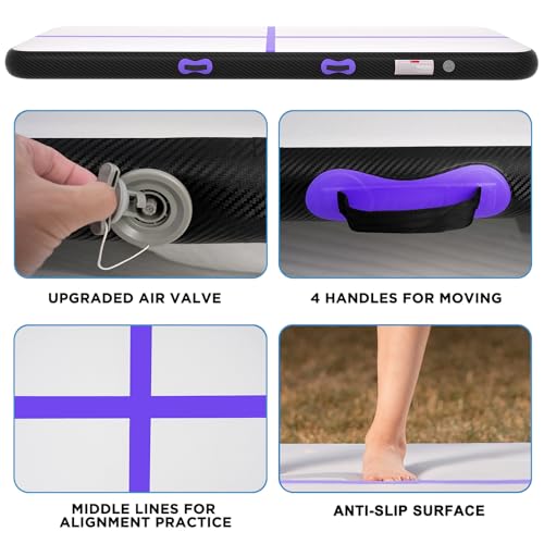 KIKILIVE Inflatable Air Gymnastics Tumbling Mat 13ft Purple Black, Air Tumble Track Mat 4 inches Thickness with Electric Air Pump for Home Use Training Cheerleading Yoga Water Beach Park by KIKILIVE - Image 3