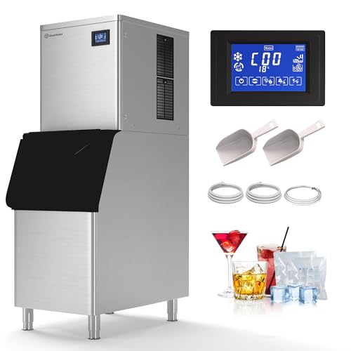 Real Relax Commercial Ice Maker Machine, 440LBS/24H ETL Approval Ice Machine, 330 lbs Ice Storage Capacity, Auto Self-Cleaning, LCD Display, with Ice Scoop for Bar Cafe Restaurant Business