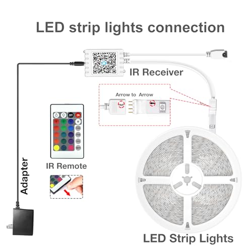 DAYBETTER Led Strip Lights 300 ft (3 Rolls of 100 ft) Color Changing Lights Strip for Bedroom, Desk, Indoor Room Bedroom Valentine Decor, with Remote and 24V Power Supply
