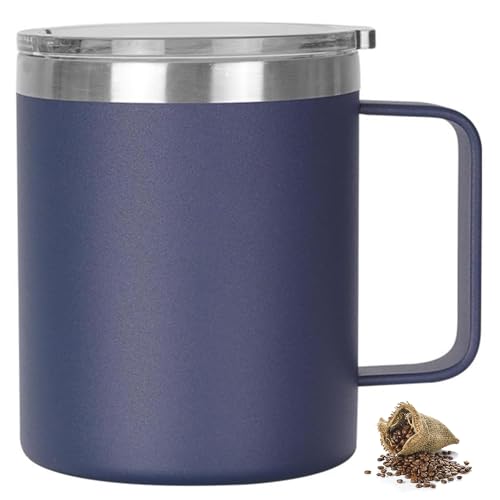 YDYxieji Coffee Cup, Insulated Stainless Steel Travel Mug with Handle & Lid, Keeps Drinks Hot or Cold for Hours, Reusable Coffee Cup - Ideal Present for Him or Her (Navy Blue, 300ml)