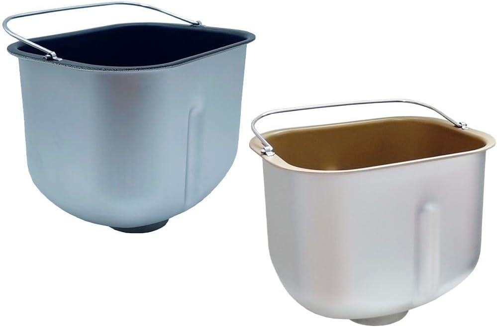 Replacement Mixing Bowl for Bread Machine, Stainless Steel Dough Mixing Bucket with Non- Coating Compatible with Bread Maker Mixer - Gold and Black(Gold T1)