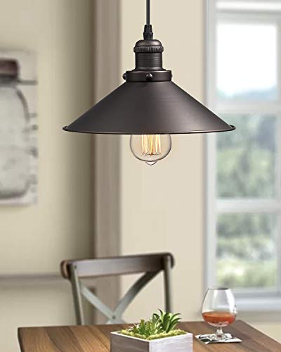 Image of zeyu Industrial Pendant Light, Vintage Hanging Light Fixture for Dining Room, Oil Rubbed Bronze Finish with Metal Shade, 102-1 ORB