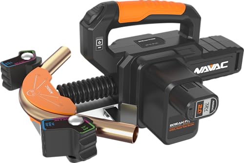 NAVAC NTB7L2 BreakFree Power Tube Bender - Battery Powered HVAC Copper Tubing Tool with 7-in-1 Size Selector Fits 1/4 to 7/8 Inch Type-C Rechargeable Battery - Smooth 90 Degree Precision Bending