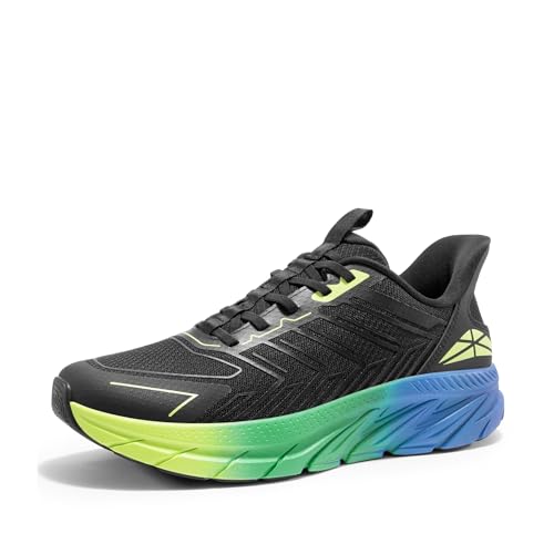 ALLSWIFIT Men's Slip On Walking Shoes Running Comfortable Tennis Breathable Non Slip Athletic Gym Workout Cross Training Fashion Sneakers 13 Black/Green