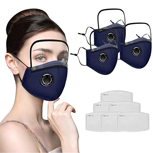 Sequn Facial Protection Filtration, Anti-Fog, Dust-Proof with Detachable Eyeshield Face Protection 3PCS + 6 Filters, Blue