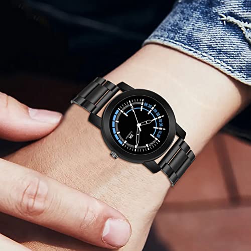 Image of IIK COLLECTION Watches for Men Round Numerical Dial |Analogue Quartz Movemnet Mens Watch|Long Battery Life|Stainless Steel Adjustable Bracelet Black Chain with Long Lasting Polish| Watches for Boys