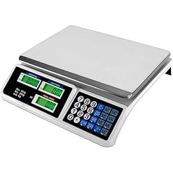 Balanzas Comerciales PELUCO Bascula Comercial Digital de 40kg - 2 EN 1 CON BATERIA RECARGABLE y Fuente de Alimentacion - Precision 5 Gramos Comercio Balanza Inalambrica para Fruteria 40 Kilos Peso Industrial Comercial