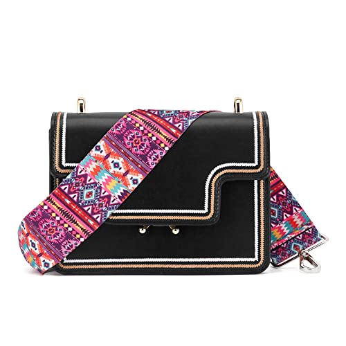 Image of Silvery Buckles Wide Shoulder Strap Adjustable Replacement Belt Crossbody Canvas Bag Handbag