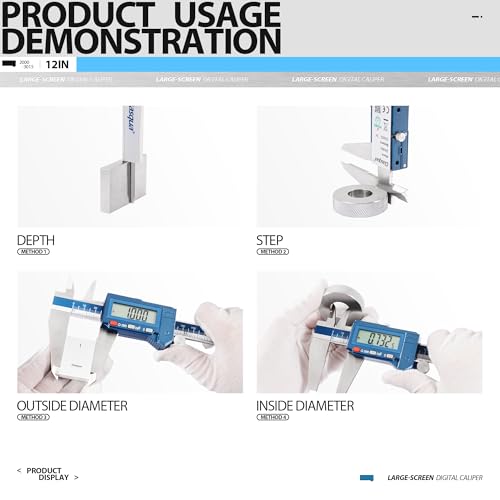 Herramienta de medición digital de 12 pulgadas con LCD grande e interruptor de pulgada 5