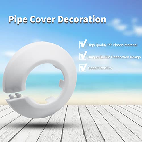 MROMax 32mm Pipe Cover, Water Pipe Flange Decoration for Radiator & Wall, White, 4Pcs - Image 2