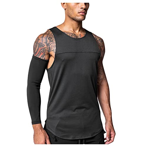Men's Vests Crew Neck Summer Casual Vest Classic Solid Color Pullover Beach Holiday Tops Bodybuilding Athletic Workout Running Tank Tops Gym Muscle Sl