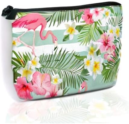 Flamingo Tropical Flowers Makeup Bag for Purse, Waterproof Funny Cosmetic Bag for Women, Zipper Travel Toiletry Pouch Gift 9.5×5.9 Inch - Image 8