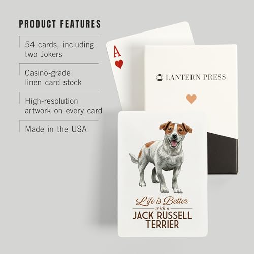 Lantern Press Jack Russell Terrier, 52 naipes tamaño póker miniatura 3