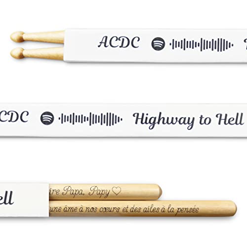Baguettes batterie 5A personnalisées avec étui cadeau, faite graver le plus beau des messages !