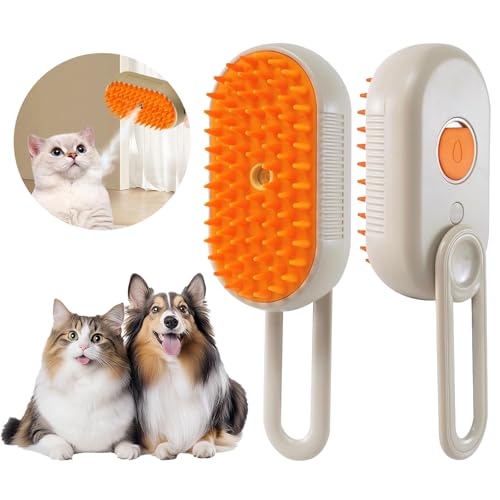 LEOONER Cat Steam Brush, 3 in 1 Self Cleaning Steam Cat Brush for Removing Tangled and Loose Hair, Cat Dog Steamy for Massage