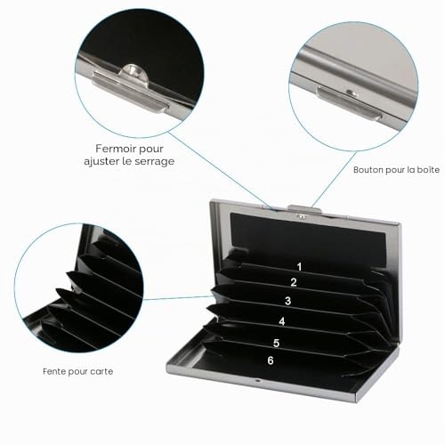 Vicloon Porte-Carte de Crédit,Visite Métallique avec la Technologie de Blocage RFID,Cool Etui de Carte de Visite Slim Métal - 6 Slots pour Vos Cartes de Crédit (Blanc) – vue 4
